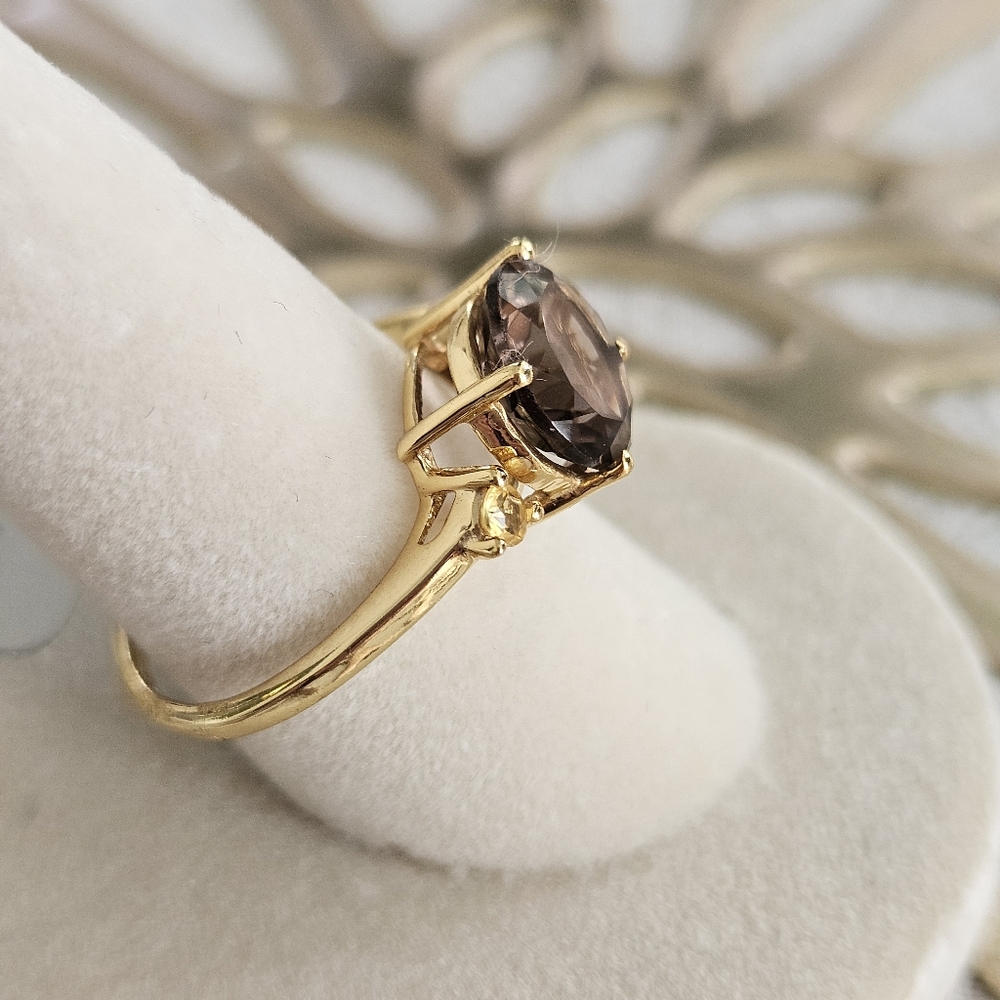 Smoky Quartz With Citrine Accent Gold Over 925 Silver Set - Picture 15 of 16